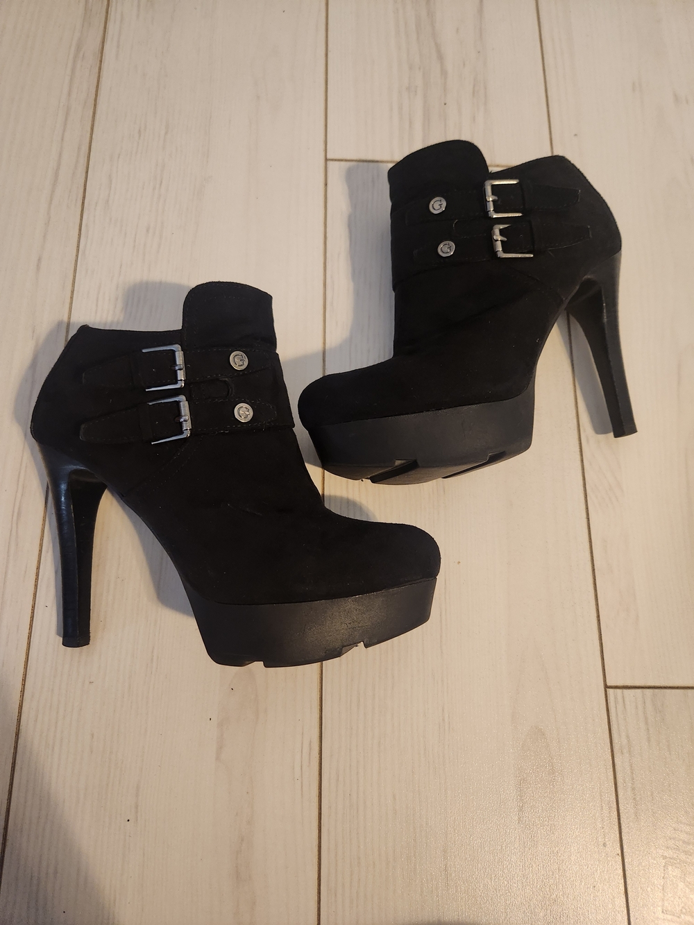 GUESS Black Women's Platform Ankle Boots with Buckle Detail